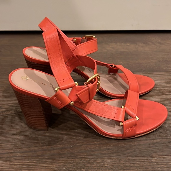 Trina Turk Orange Block Heel - Picture 2 of 5